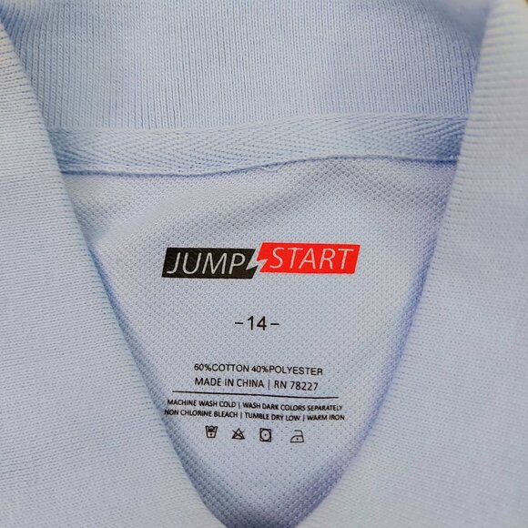 Jump Start Uniform Polo Shirt Youth 14 Baby Blue Cotton Blend Short Sleeve - Picture 8 of 9